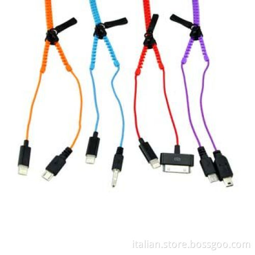 Zipper Design 2-in-1 Charging and Data USB Cable for iPhone/Samsung/Android